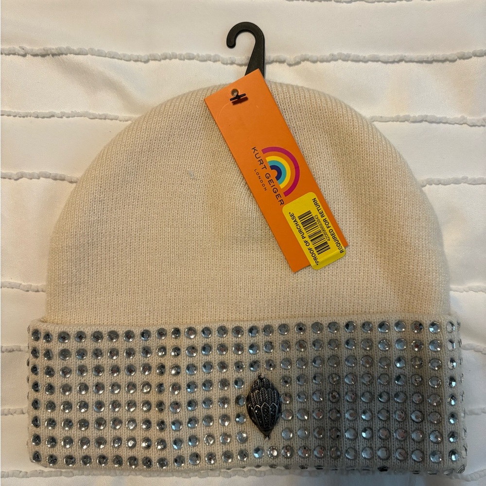 Kurt Geiger Cream Hat with Silver Accents